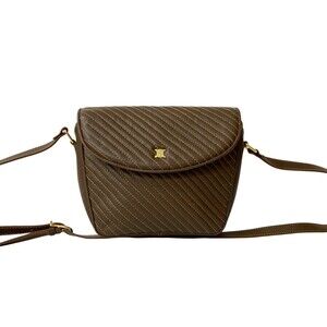 CELINE Blason Logo Leather Mini Shoulder Bag/Pochette/Body Bag Brown 27175